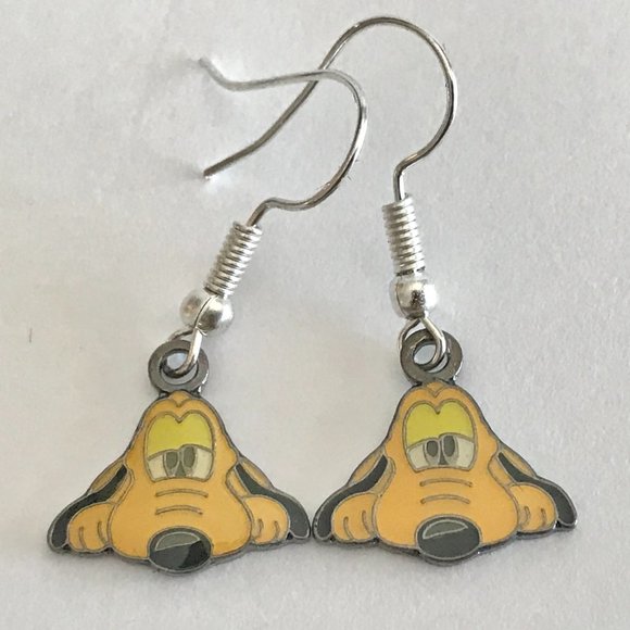 Vintage Disney Pluto Dog Earrings Mickey Mouse Fab 5 Disneyana Charm - Picture 2 of 5
